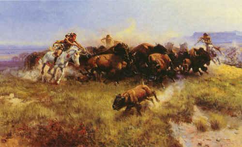 Charles M Russell The Buffalo Hunt Spain oil painting art